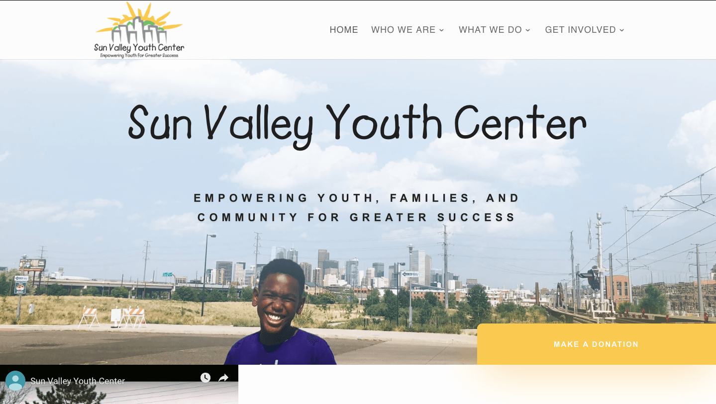 Sun Valley Youth Center  Website Screenshot