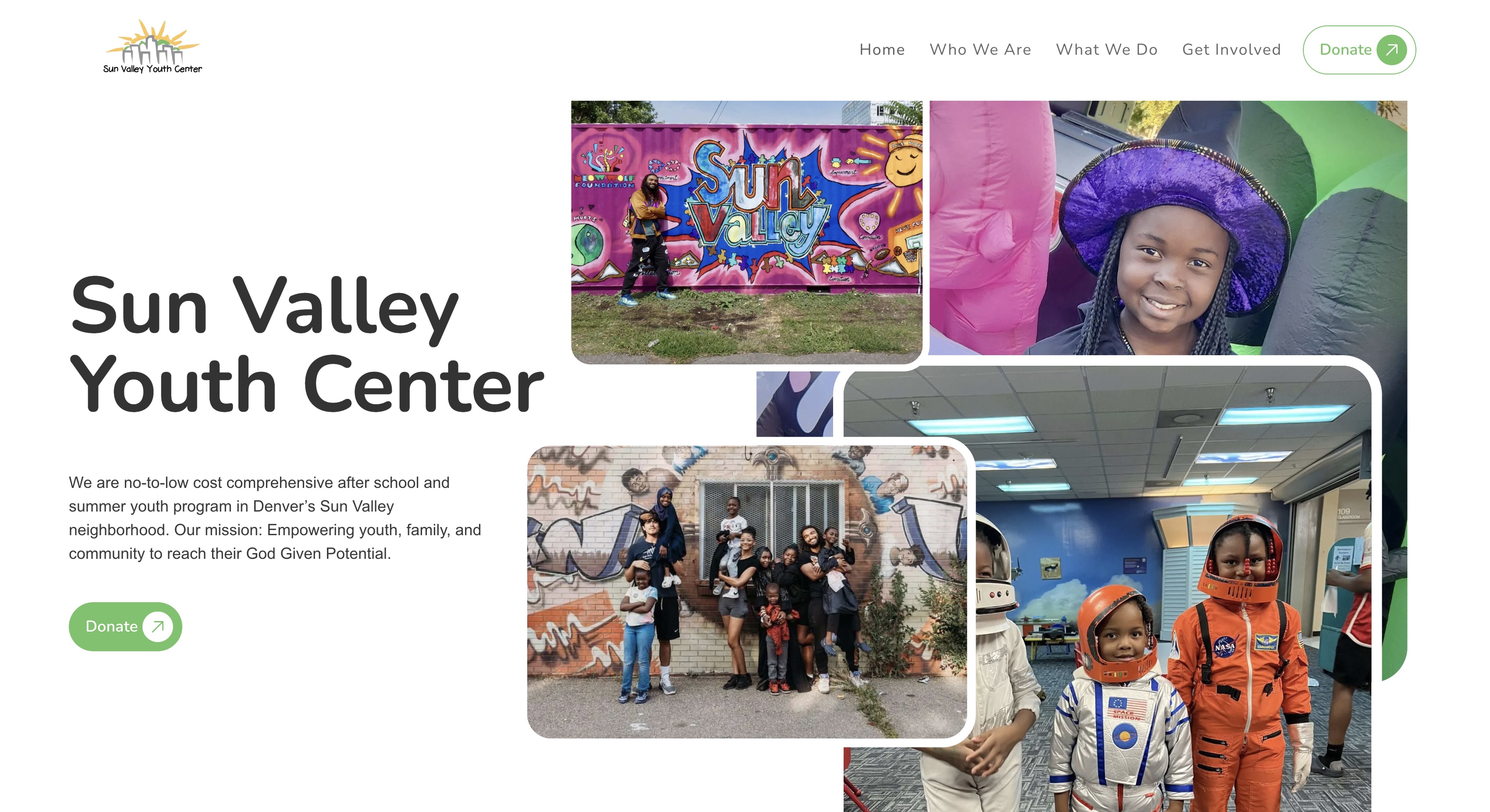 Sun Valley Youth Center  Website Screenshot